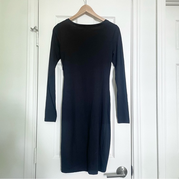 Leith Ruched Long Sleeve Dress, black, Small - Picture 3 of 6